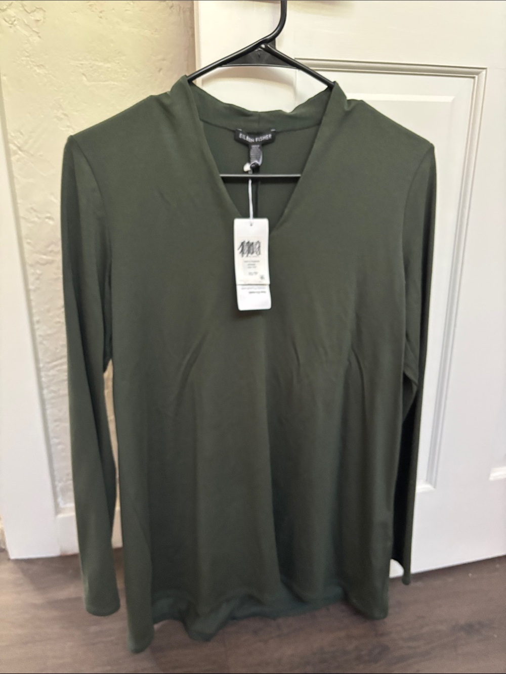 Eileen Fisher Olive V-Neck Long Sleeve Tunic